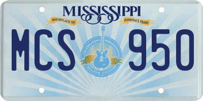 MS license plate MCS950