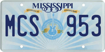 MS license plate MCS953