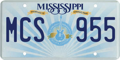 MS license plate MCS955