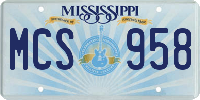 MS license plate MCS958