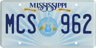MS license plate MCS962
