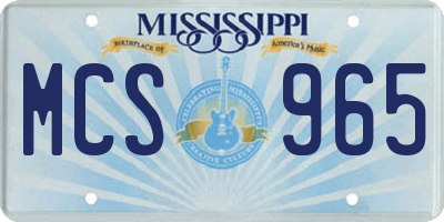 MS license plate MCS965
