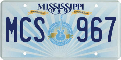 MS license plate MCS967