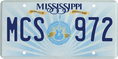 MS license plate MCS972