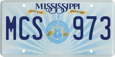 MS license plate MCS973