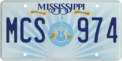 MS license plate MCS974