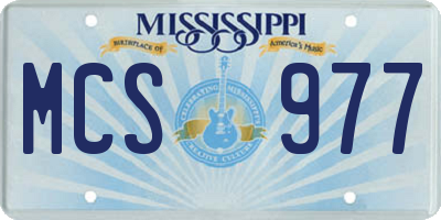 MS license plate MCS977