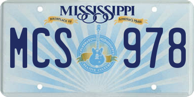 MS license plate MCS978