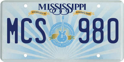 MS license plate MCS980