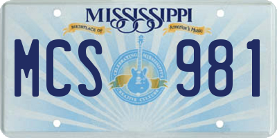 MS license plate MCS981