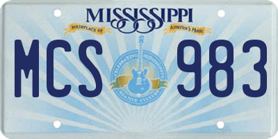 MS license plate MCS983