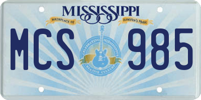 MS license plate MCS985