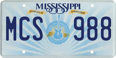 MS license plate MCS988
