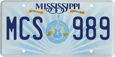 MS license plate MCS989