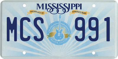 MS license plate MCS991