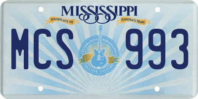 MS license plate MCS993
