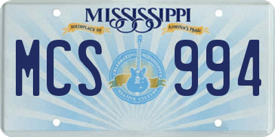 MS license plate MCS994