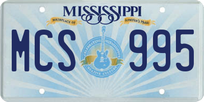 MS license plate MCS995