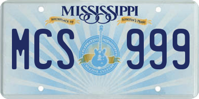 MS license plate MCS999