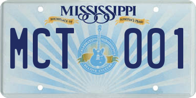 MS license plate MCT001