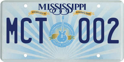 MS license plate MCT002