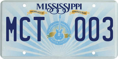 MS license plate MCT003