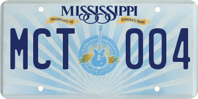 MS license plate MCT004