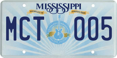 MS license plate MCT005