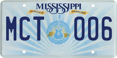 MS license plate MCT006