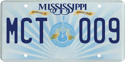MS license plate MCT009