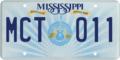 MS license plate MCT011