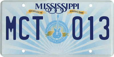 MS license plate MCT013