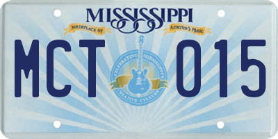 MS license plate MCT015