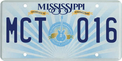 MS license plate MCT016