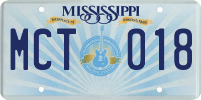 MS license plate MCT018