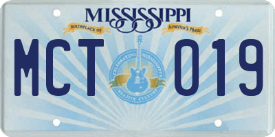 MS license plate MCT019