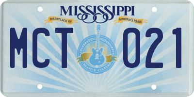 MS license plate MCT021