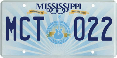 MS license plate MCT022