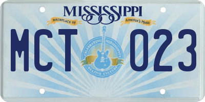 MS license plate MCT023