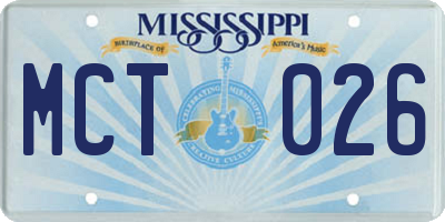 MS license plate MCT026