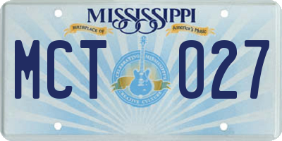 MS license plate MCT027