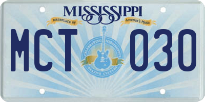 MS license plate MCT030