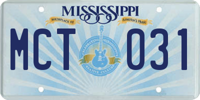 MS license plate MCT031