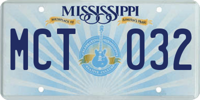 MS license plate MCT032