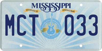 MS license plate MCT033