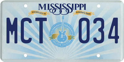 MS license plate MCT034