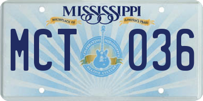 MS license plate MCT036