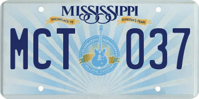 MS license plate MCT037