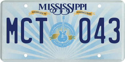 MS license plate MCT043