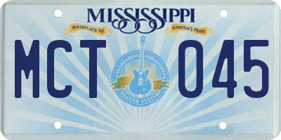 MS license plate MCT045